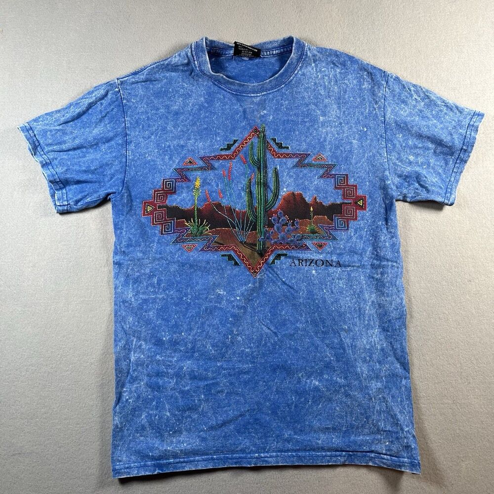 Vintage Sportex Arizona  Aztec Cactus Blue Stone Washed T Size S